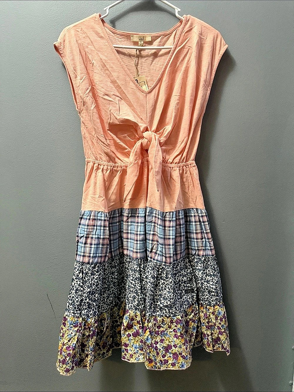 Easel Plaid Mini Dress in Pink Size Small NWT
